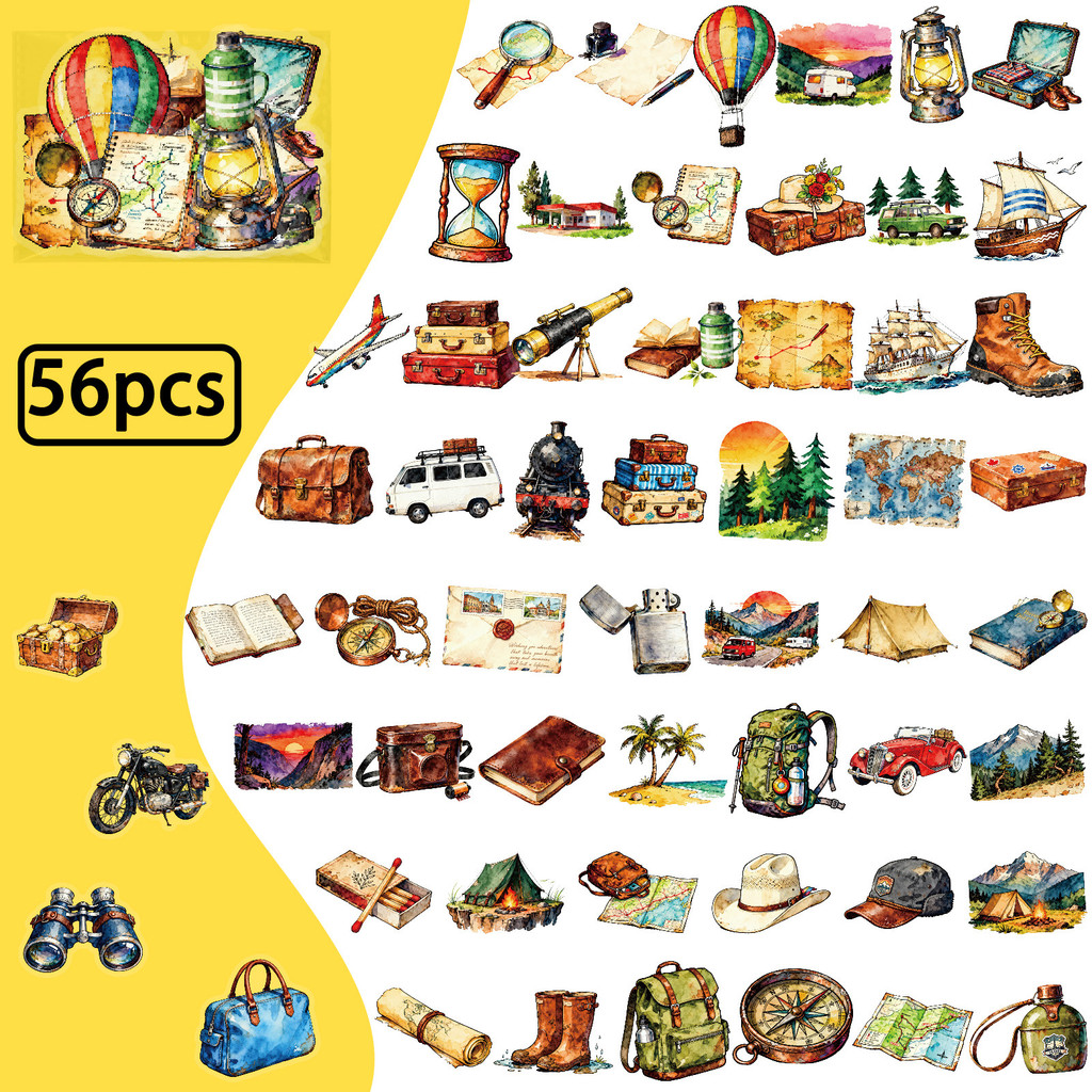 Outdoor Adventure Stores - 56 szt. Naklejek PET na podróże