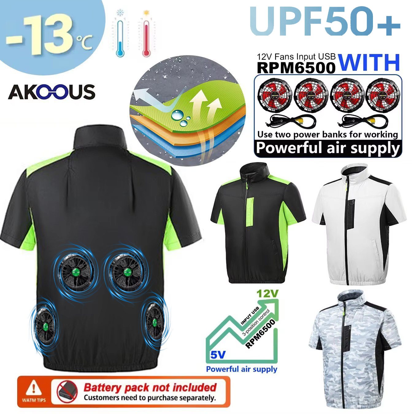 Outdoor Adventure Vest - Kamizelka chłodząca 12V 5V USB z